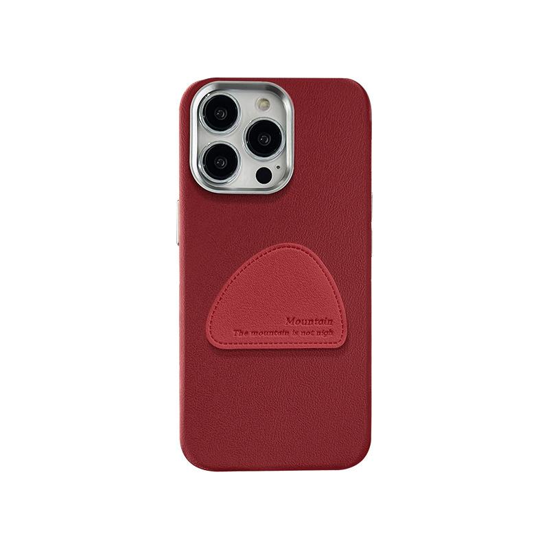 Suitable for Apple 16PRO Phone Case, 15 Simple Leather-textured Stand, 14 Large Holes, Anti-drop 13/12