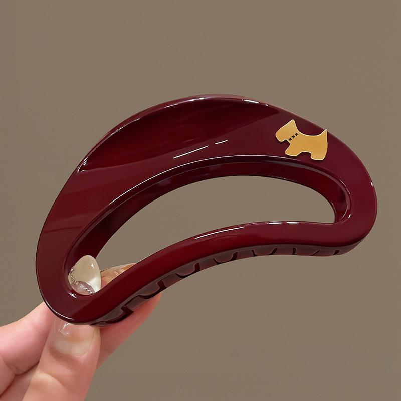 1pc Fashion French Sweet Temperament Acrylic Large Shark Clip, Hollow Oval Hair Claw for Women, Versatile Hair Accessory for Daily Wear