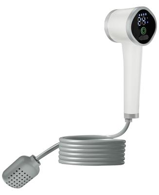 FIELDOOR Electric Portable Shower, USB Rechargeable, Portable, Water Flow Adjustable, Hot Water Compatible, with Holder, for Beach, Surfing, Marine Sp