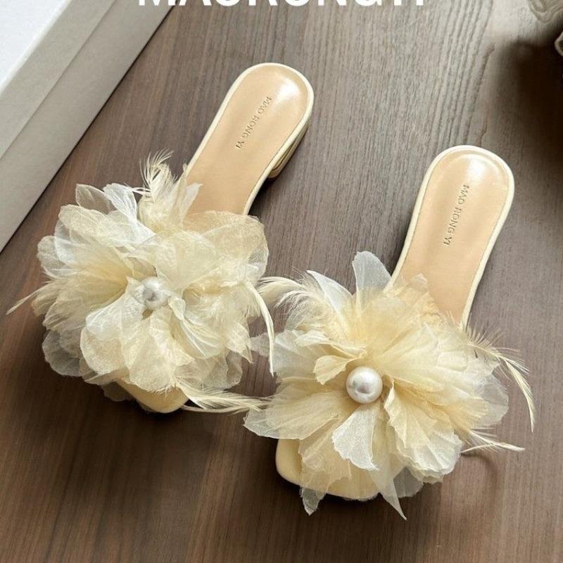 Fashion 2025 New Ladies Shoes Open Toe  Women's Slippers Fashion Outdoor Daily Summer Floral String Bead Solid Best Seller Flat Slippers
