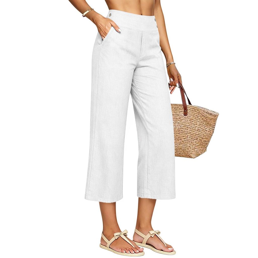 Pantaloni Larghi Casual e alla Moda da Donna con Tasche