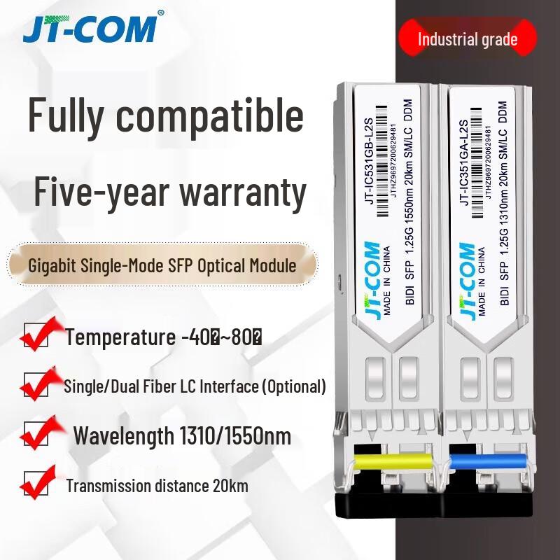 JT-COM Industrielles Gigabit Single-Fiber Optisches Modulpaar