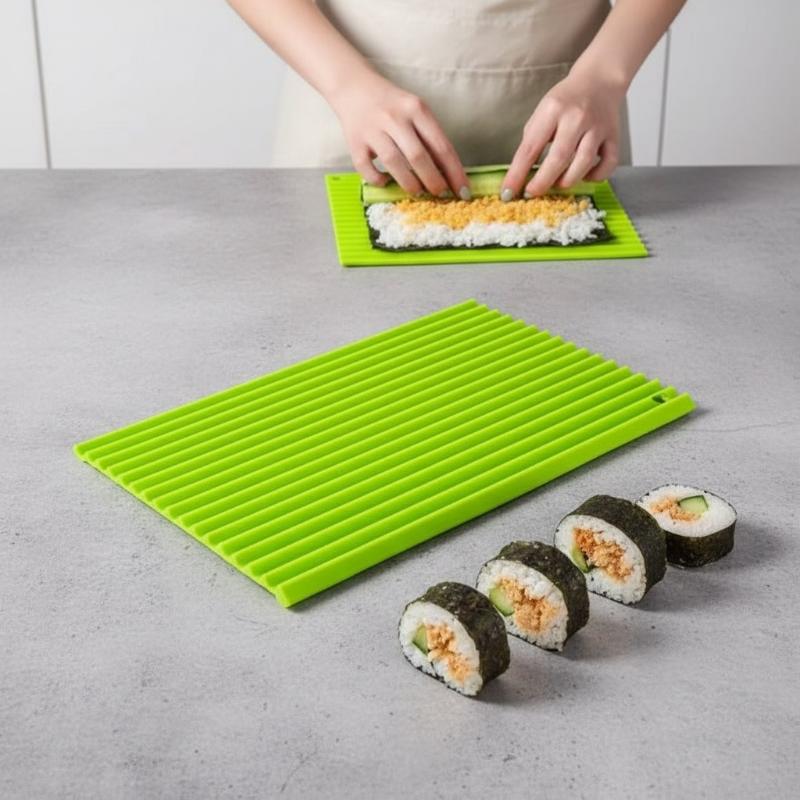 Easy Clean Sushi Rolling Mat Bamboo Imitation Silicone Hand Roll Curtain For Beginner Sushi Makers