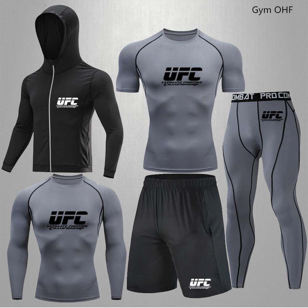 Herren 5-teiliges Cross-Training Kompressionsset - Hohe Elastizität, Schnelltrocknend, Atmungsaktiv für Boxen, Fitness, Laufen & UFC