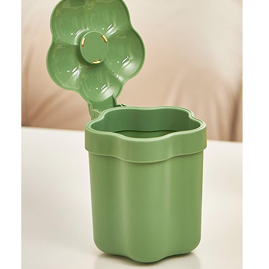 Schreibtischmülleimer Kunststoff Niedlich Blumenförmiger Deckel Multifunktionaler Arbeitsplattenmülleimer Mini