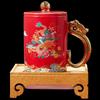 Dragon Soaring Prosperity Ceramic Mug with Lid