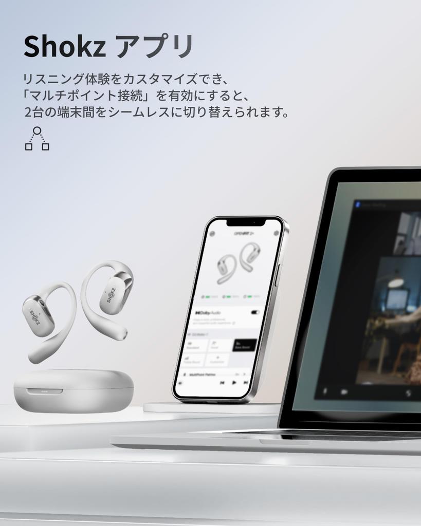 Shokz OpenFit Bluetooth Wireless Earbuds with Dolby Large 48 Hours of Playback Sound Leakage Suppression and IP55 Features include Bluetooth a