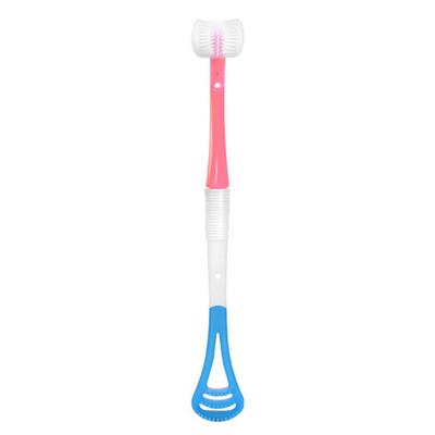 Tongue Cleaner Ergonomic Design Multifunctional Silicone No Odor Long Handle Tooth Oral Brush for Adult