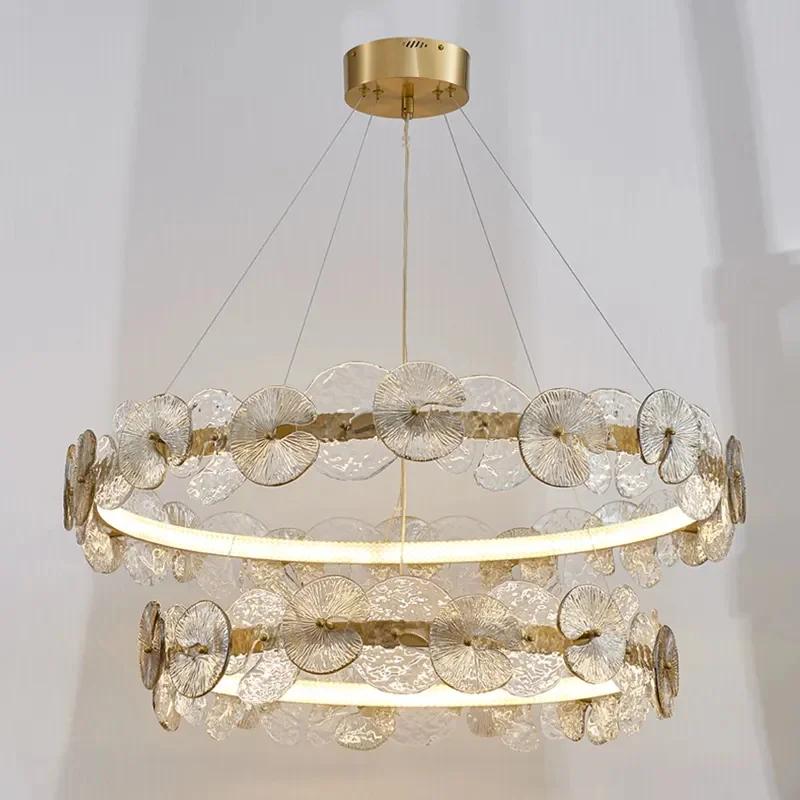 Nordic modern luxury LED chandelier living room dining room bedroom glass chandelier indoor lighting home decoration hanging