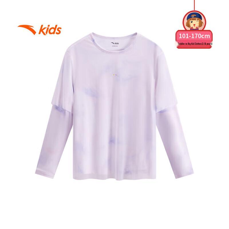 Anta Girls' 2025 Floral Faux Two-Piece Long Sleeve T-Shirt