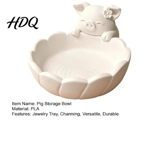Minimalist Home Accents Cute Pig Petal Storage Bowl, Matte Finish 3D Print PLA Tray, Gift for Lovers Jewelry Trinkets Organization Tray Vanity