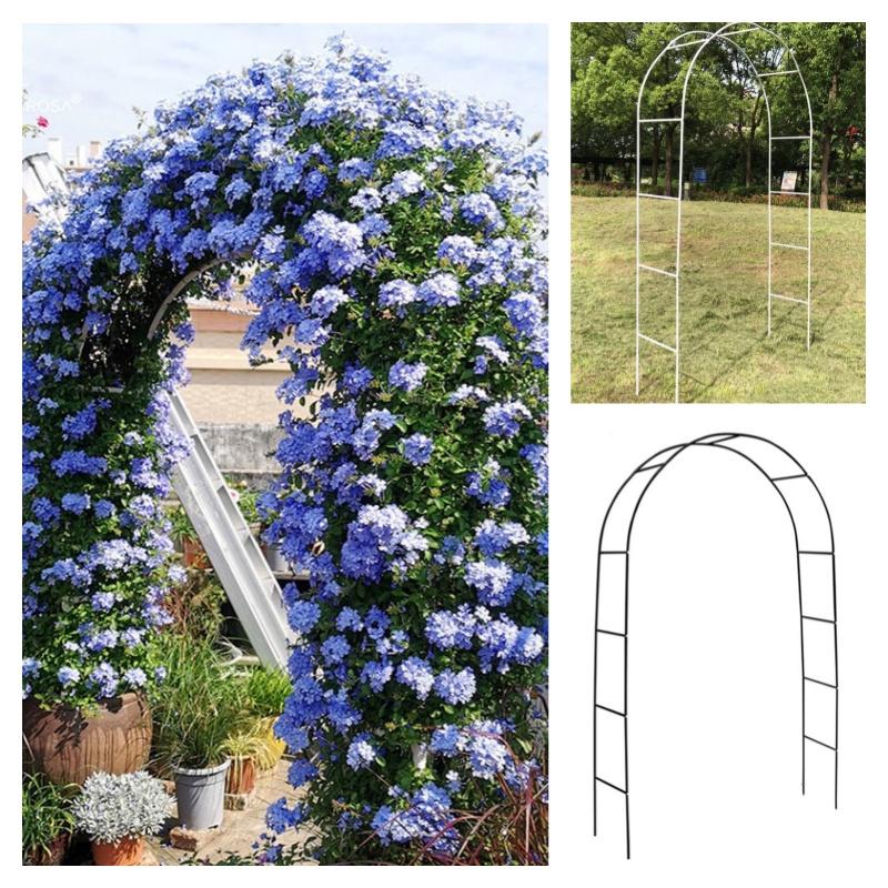 Simple Style Arch Trellis For Climbing Plants Foldable Metal Frame Black/white