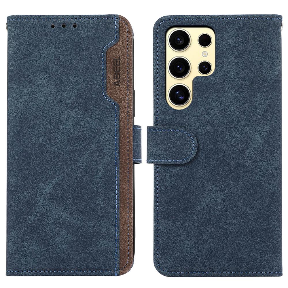 ABEEL For Samsung Galaxy S25 Ultra Case Color Splicing Leather Flip Phone Cover RFID Blocking