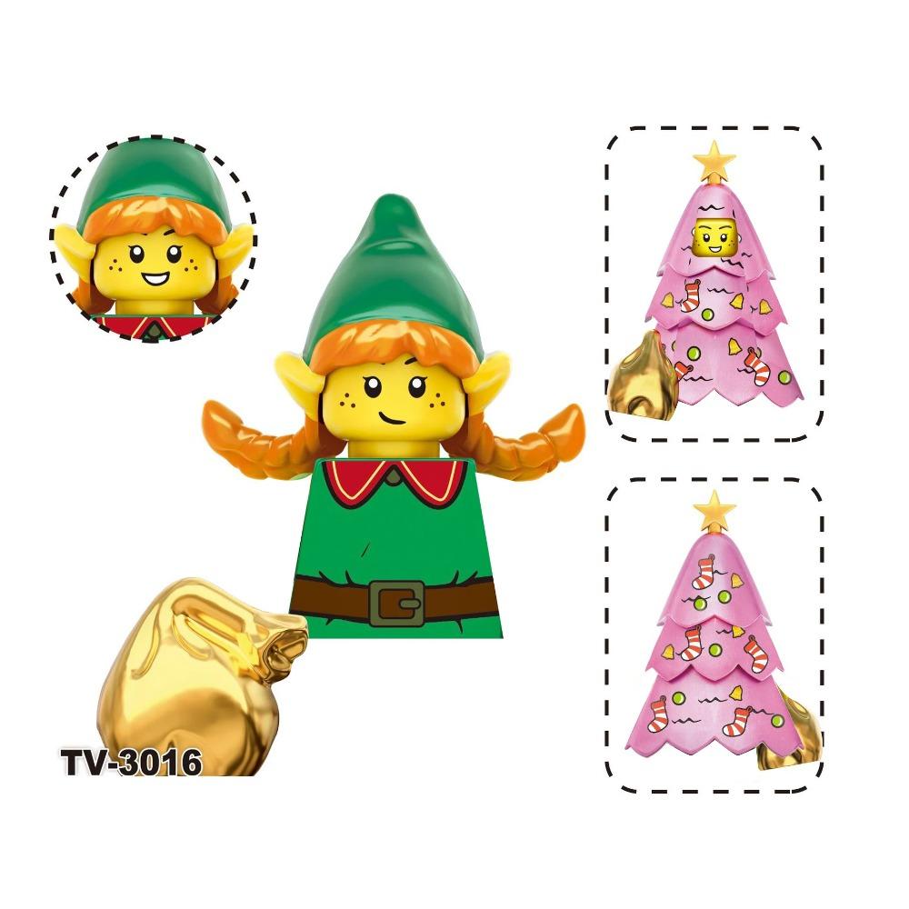 Winter City View Merry Christmas Decoration Flower Wreath Building Blocks House Home Santa Claus Figures Snow Window Bricks Toys