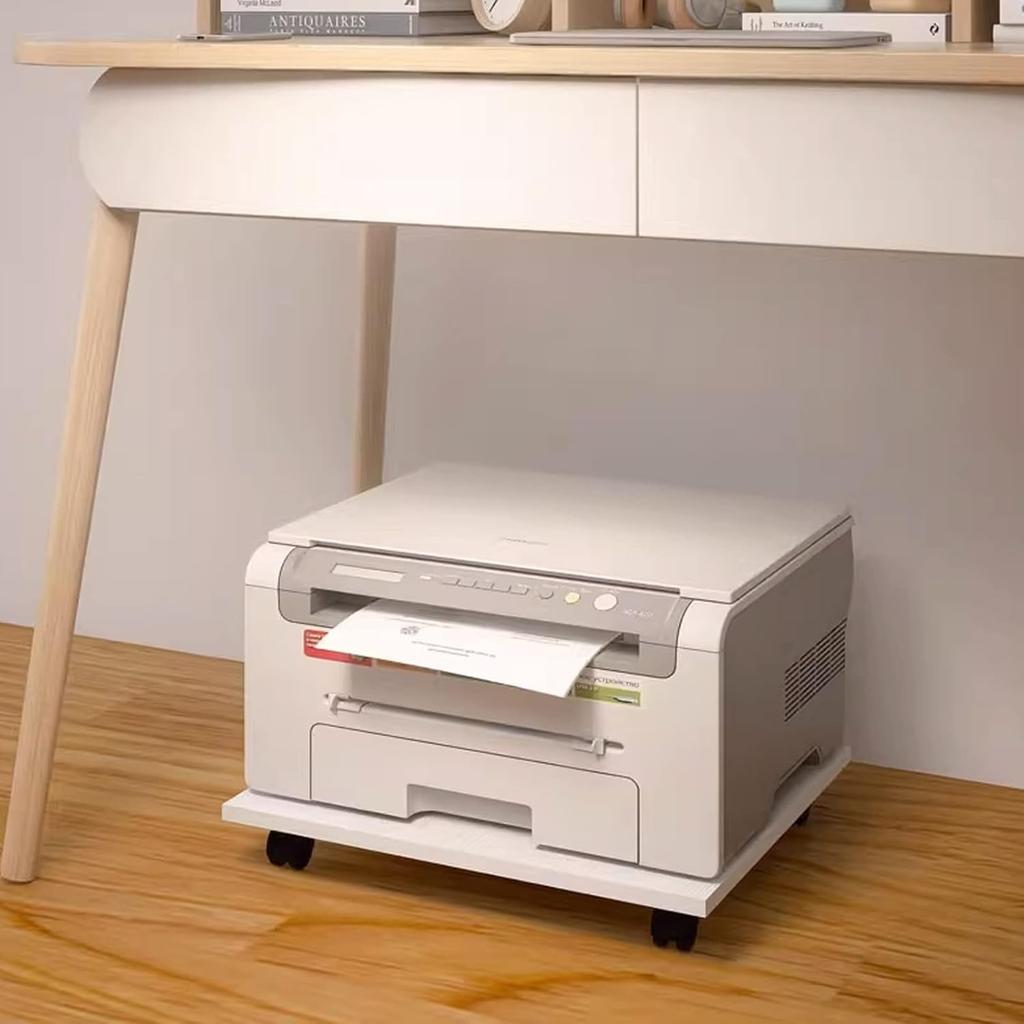 Étagère pour imprimante sous le bureau avec 4 roulettes   Support mobile pour imprimante et copieur   Support pour unité centrale   Blanc