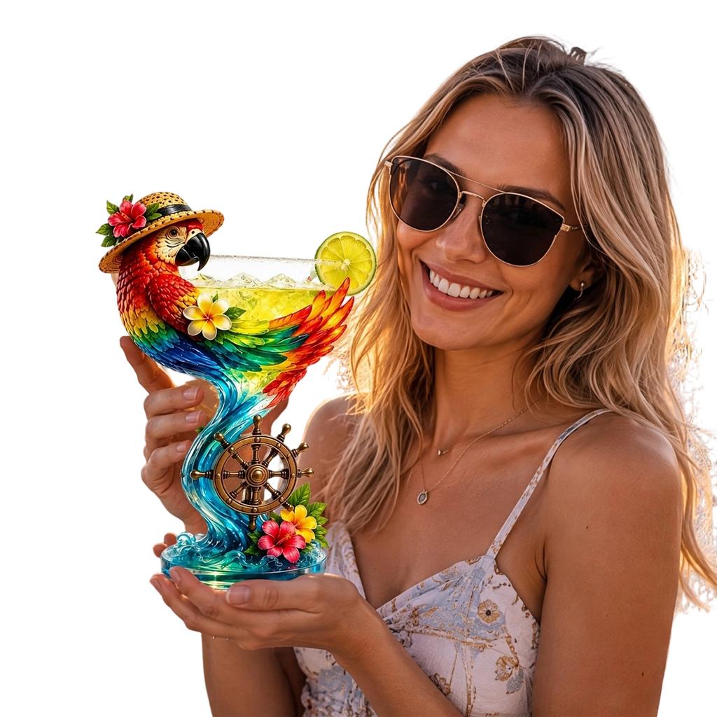 Bird Themed Margarita Tropical Drinkware Cocktail Glass Barware Gift