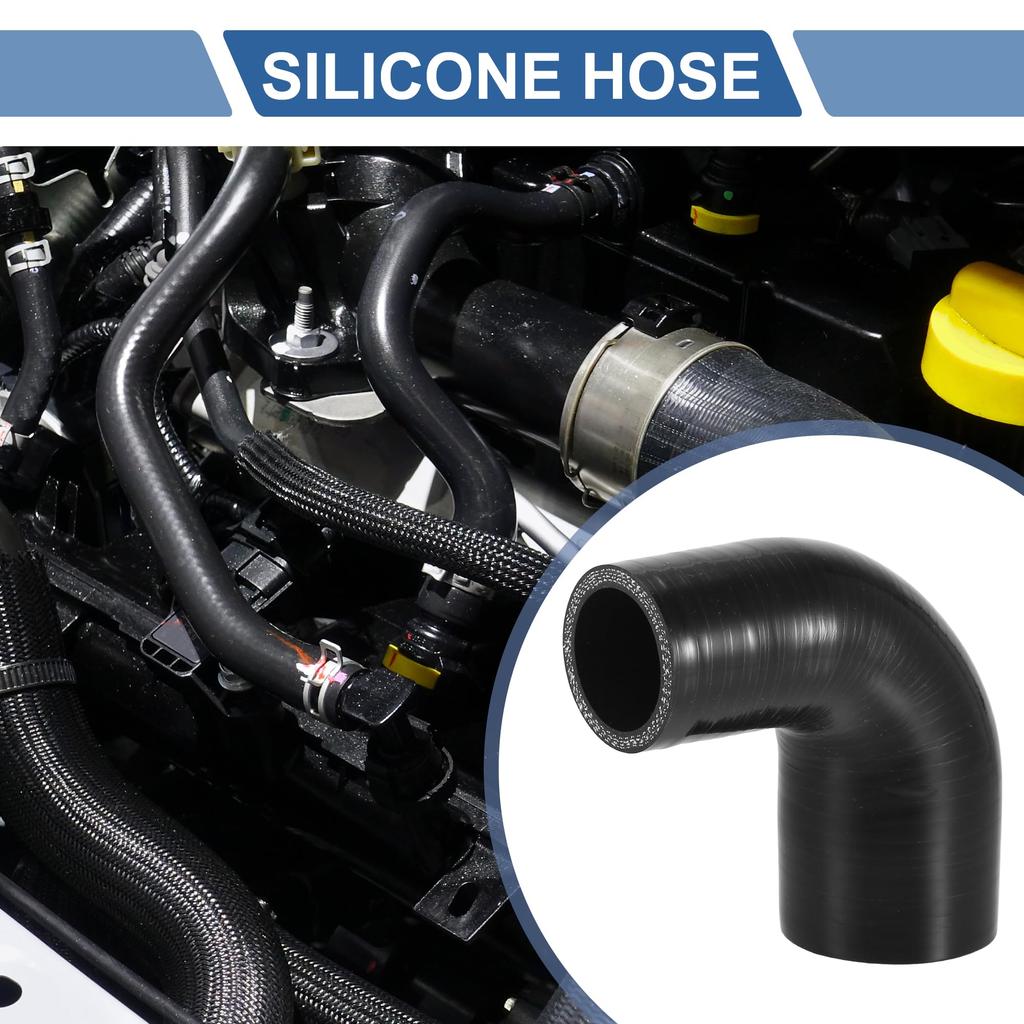 X AUTOHAUX 1 Stück Innendurchmesser 38-51mm/1.50"-2.01" Länge 90 Grad Schwarz Auto Silikonschlauch