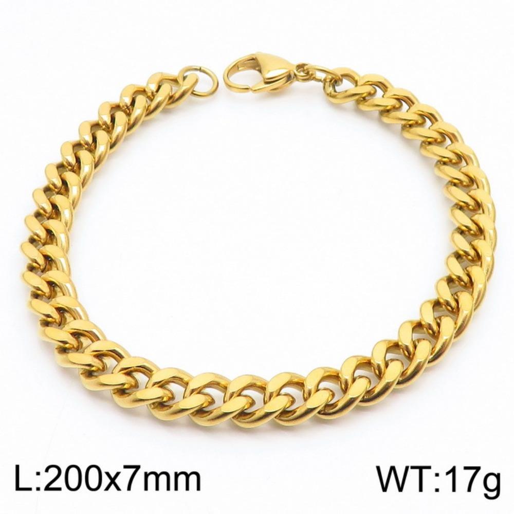 Jewelry Side Flat Chain Stainless Steel Chain, Simple Titanium Steel Men's Trend Hip-hop Bracelet Accessories