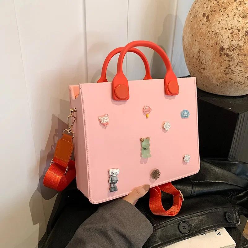 Leather women's bag monochromatic zipper women's shoulder bag beach bag waterproof bags new fashion