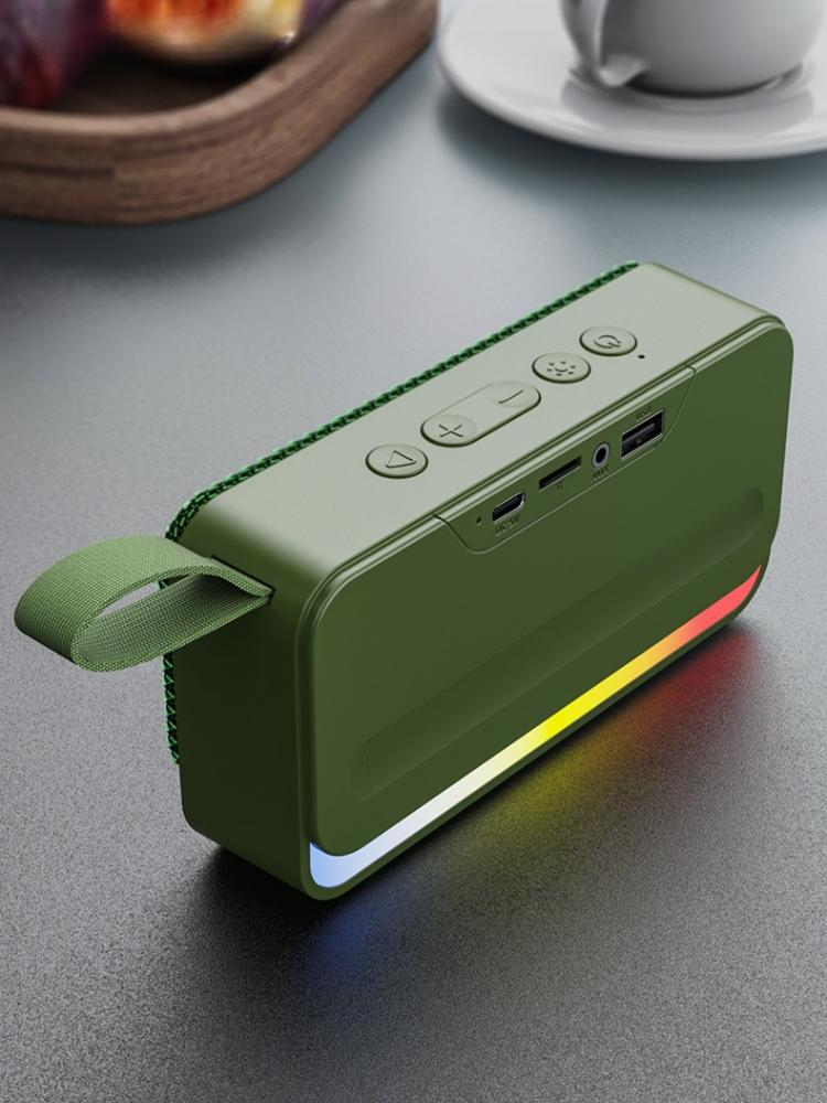 1Pc Bluetooth Speaker, Portable Wireless, with Card Slot and USB Flash Drive, Handheld RGB Light, Gift, Fabric Mini Speaker