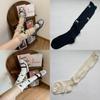 Spring Summer Butterfly Embroidered Cotton Kneehigh Socks For Women With Frictionresistant Feature