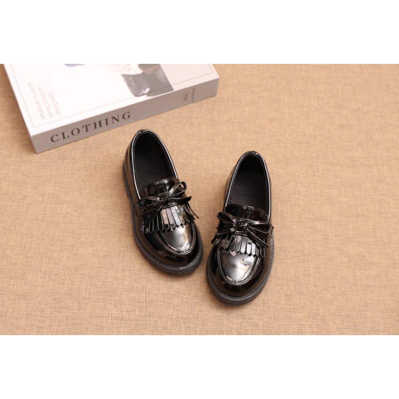 Kids Girls British Style Tassel Princess Mary Jane Leather Dress Shoes