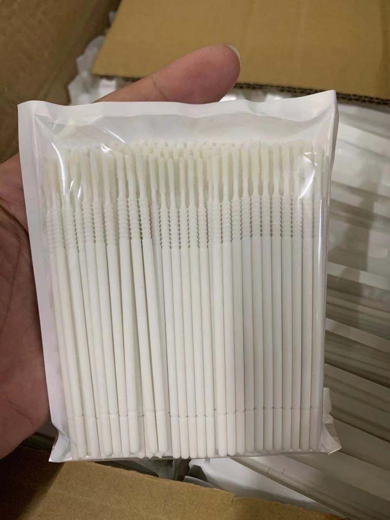 100pcs Long Head Cotton Swab Plastic Disposable Beauty Tool Eyelash Cleaning & Lash Removing Mascara Micro Brush