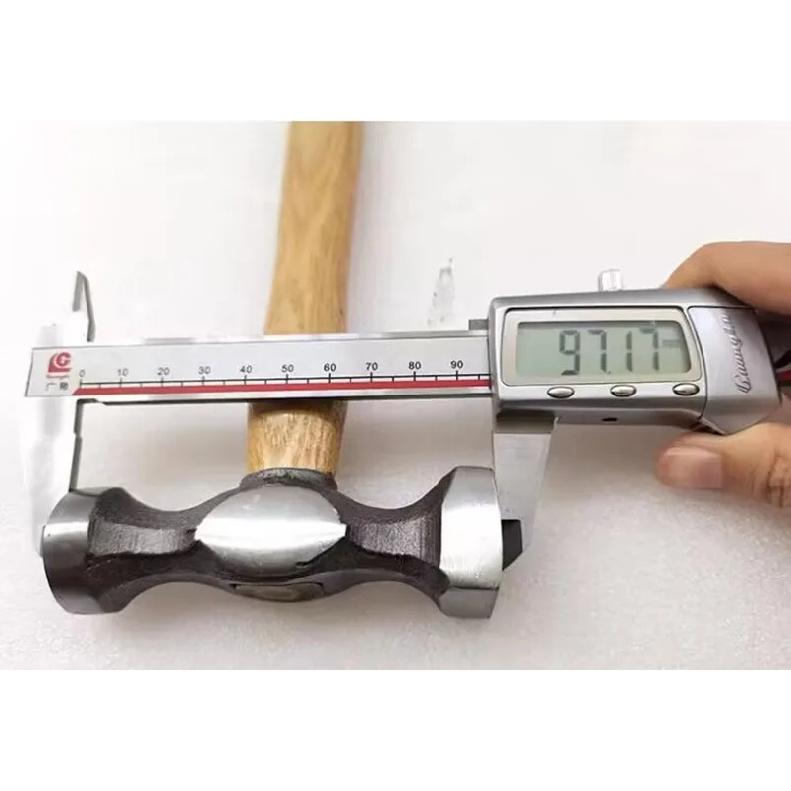 Three Kinds of Hammers with Solid Wood Handle, Flat Hammer with Concave Sheet Metal Leveling Hammer, Pointed Nose, Round Head An