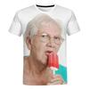 Summer Creative Funny Lady Licking Red Popsicle 3D Printed T-shirt Cute Grandma