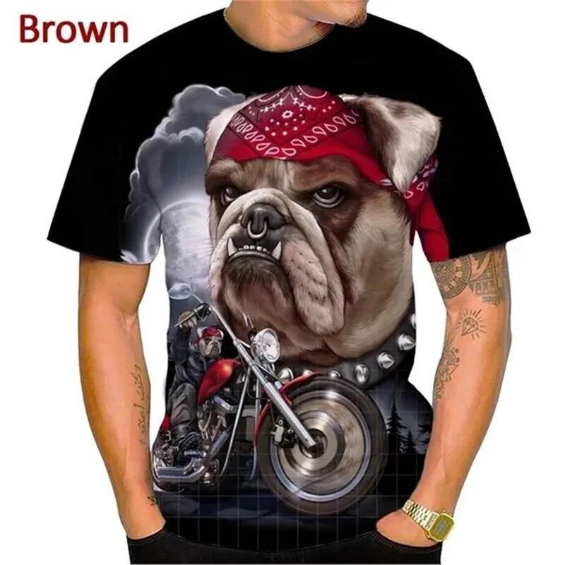 

Футболка с 3D принтом бульдога и коротким рукавом, футболка с персонализированным рисунком животных и собак для мужчин и женщин, повседневная футболка с круглым вырезом 4XL красный