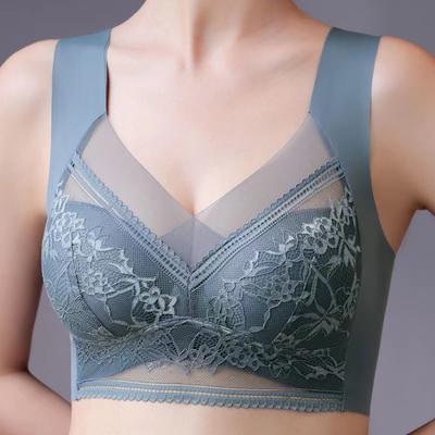 Roupa íntima feminina de renda sexy e confortável sem argolas de aço copos fixos franzidos sutiã de tamanho pequeno e grande sutiã de seção fina