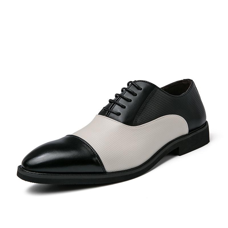 Men's Plus Size Casual Fashion Color Block Pointed Toe Leather Shoes