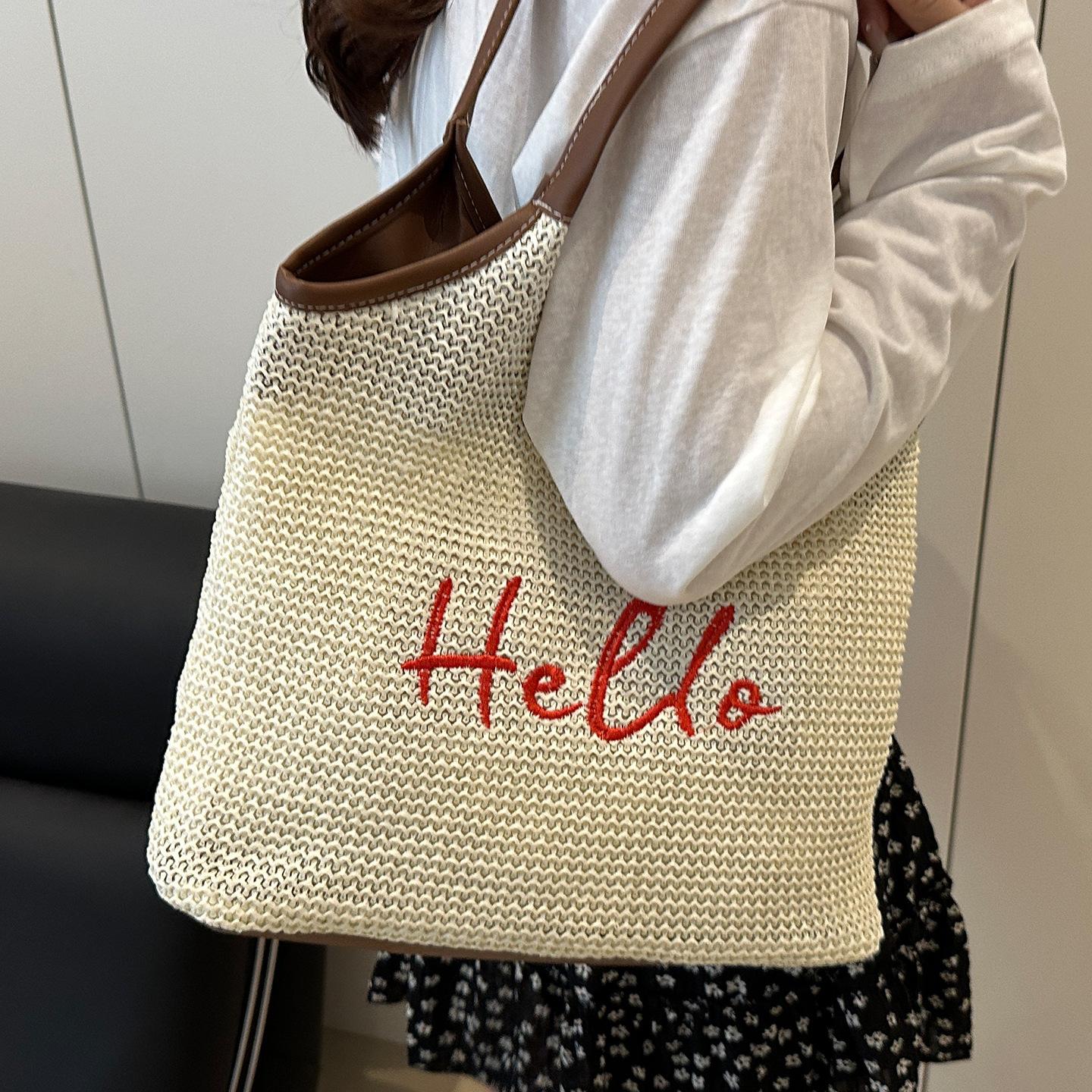 

Large capacity woven bag women s 2025 new trendy summer seaside vacation shoulder bag fashion hand tote bag women