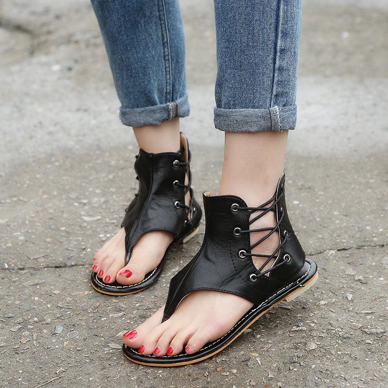 In Stock Summer 2021 New Arrivals Herringbone Sandals European & American Plus Size Flats