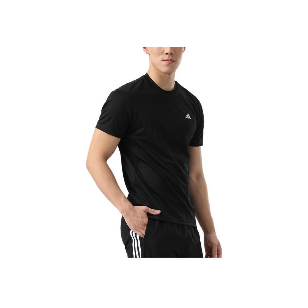 Adidas Classic Three Stripes Quick-Dry T-Shirt Breathable Casual Fashion Trend Sports Crew Neck Short Sleeve Men Tops Black KC3741
