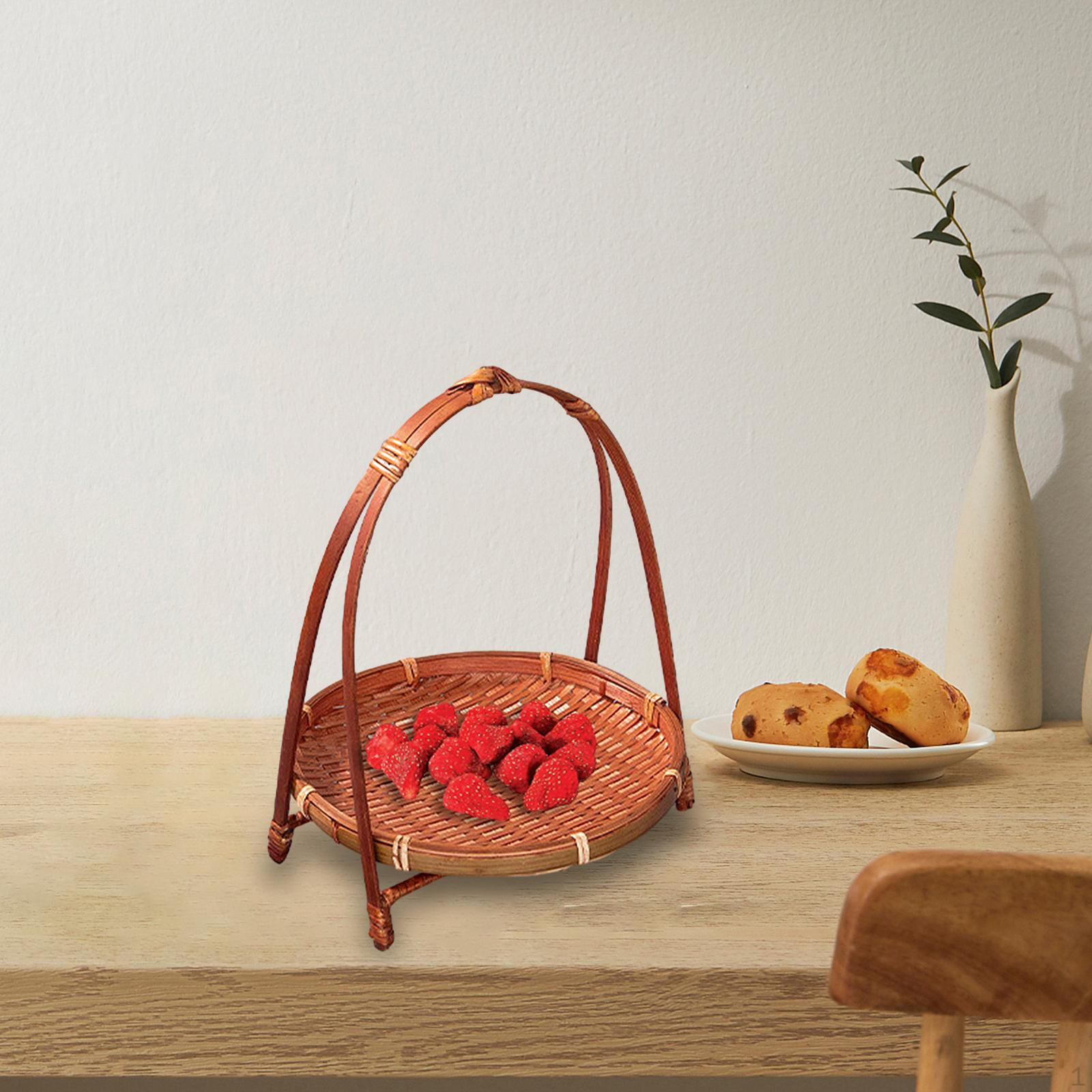 

Бамбуковая плетеная корзина с фруктами, сервировочный поднос, держатель для завтрака для кухни