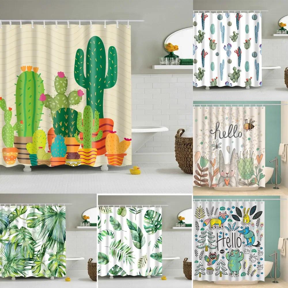 3D Buddha Plant Printed Bath Curtains Waterproof Polyester Fabric Bathroom Shower Curtain Screen with Hooks Bathroom Curtains