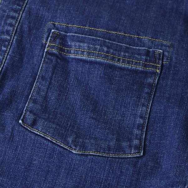 Gym Master 10oz Stretch Denim Katsuragi Shirt Jacket for Men and Long Round G221718 & Women, Casual, Outdoor, Sleeve, Collar, Outerwear, Fall, Winter,