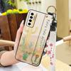 Durable Ring Phone Case For Tecno Camon17P Phone Holder Silicone Waterproof Dirt-resistant Flower Oil Painting Lanyard