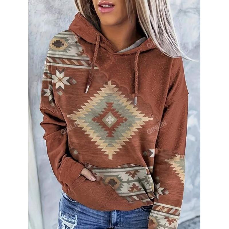 Womens Oversized Hooded Sweatshirt With 3D Print Loose Fit Casual Top 2025