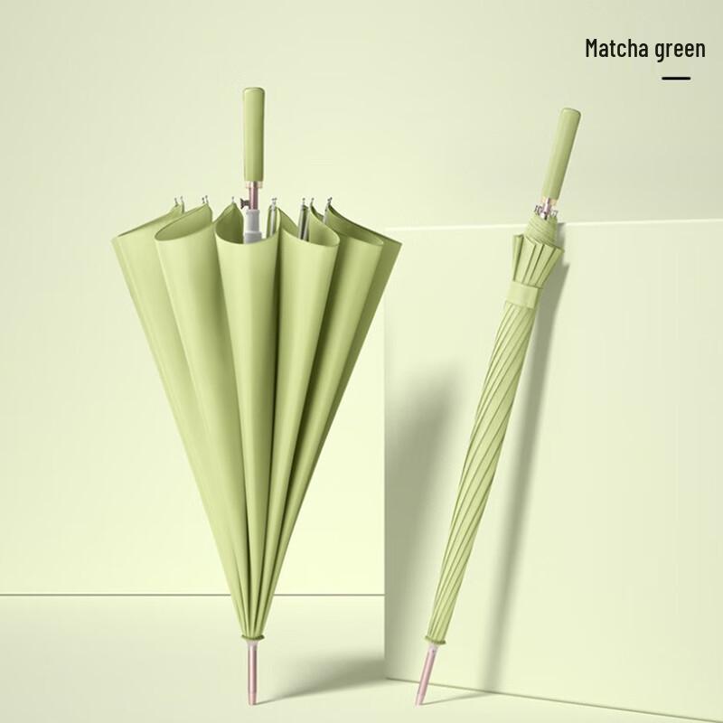 Nanqiao Large Windproof Semi-Automatic Hook Umbrella, Matcha Green