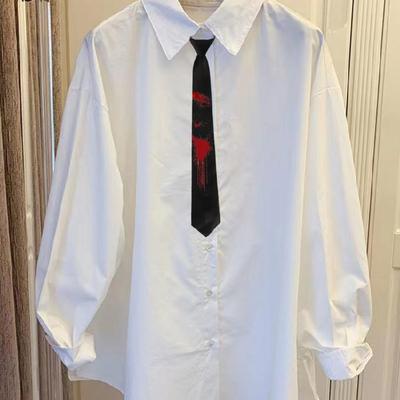 Dark Series Black Neck Tie with Bloodstain Print Perfect for Theme Parties and Fashion Halloween Party Gatherings