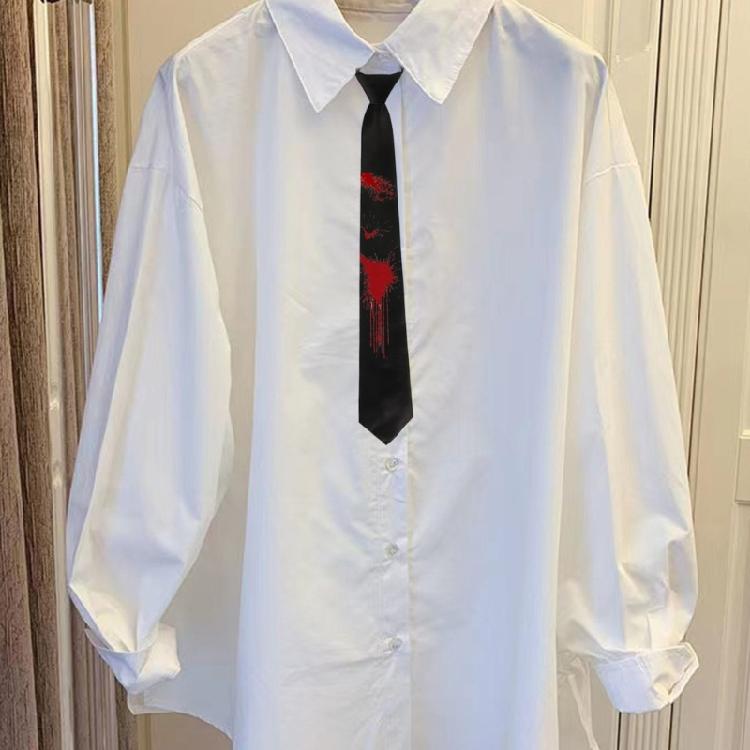 Dark Series Black Neck Tie with Bloodstain Print Perfect for Theme Parties and Fashion Halloween Party Gatherings