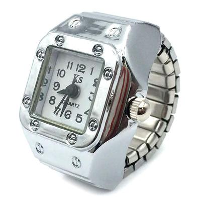 Rio Grande Square Design Finger Ring Watch, Free Size, Unisex, White, ZM-WATCH5842-WH