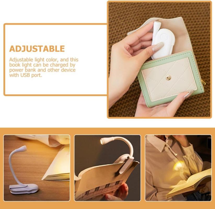 Clip-On Book Light USB Rechargeable LED Reading Lamp Eye Care Mini Desk Light Portable for Students and Bedside Reading
