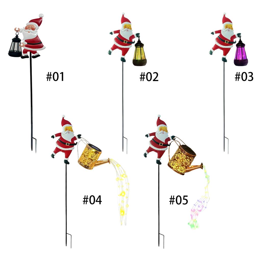 Solar Santa Claus Kettle Lights Outdoor Garden Watering Can Light LED Hanging Solar Christmas Light for Festival Party Supplies