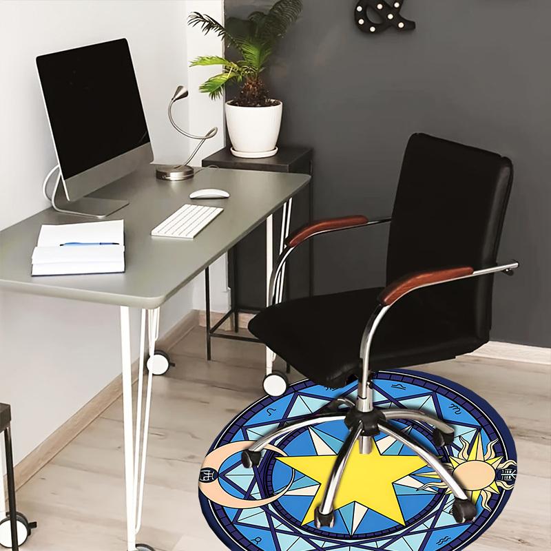 1pc Astrological Seal Round carpet, Made of Polyester,Perfect for Decorating Office Chairs, Living Rooms fplt099