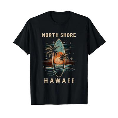 Surfboarder North Shore Hawaii Surf Board Surfing Surfer T Shirt Vintage Washed Casual Fashion Breathable Top For Everyday Wear