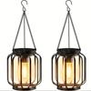 Solar Iron Art Light Vintage Hanging Lantern Outdoor Garden Yard Decor Hollow Out Lamp Patio Lawn Decorative Night Light Waterproof