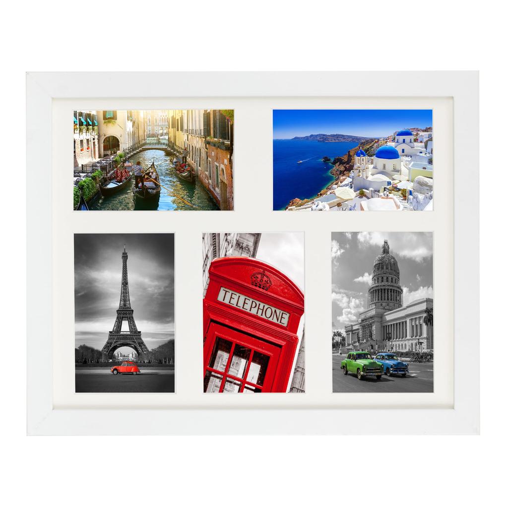 Set of 2 Pcs. Photo Frame, Wall Mount Multi-Frame Gallery Collage 28X35 Cm. For 5 Photos 10x15 Cm. White